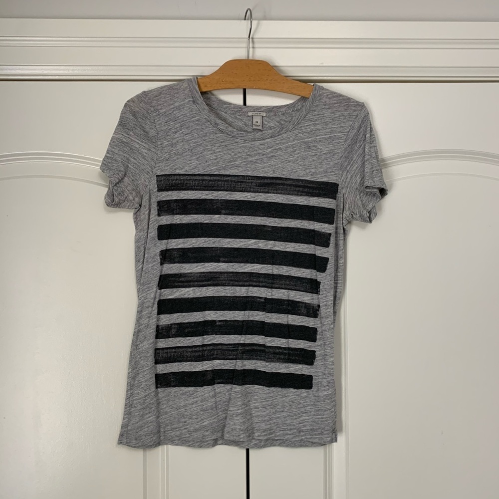 ❤️ J Crew Graphic Black Stripe Gray Tee T Shirt XS
